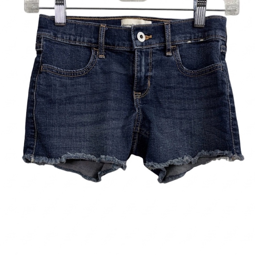 Abercrombie Kids Girls Dark Wash Raw Hem Denim Shorts Size 9/10 Adjustable